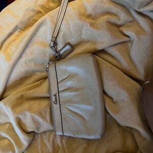 Coach Beige Leather Wristlet